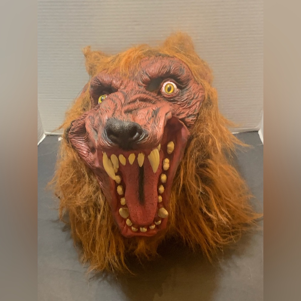 Halloween Full Head Werewolf Mask Brown Hair Latex Face Good Quality ADULT